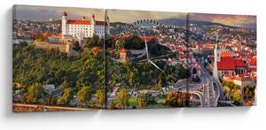 Tablou - Panorama bratislavei, Slovacia (cu ceas) (90x30 cm)