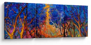 Tablou - Coroane de copac de toamnă, impresionism modern (cu ceas) (90x30 cm)