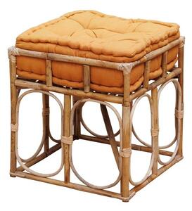 Taburet orange, din rattan si bumbac, India