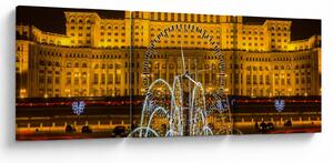 Tablou - Palatul Parlamentului, București, România (cu ceas) (90x30 cm)