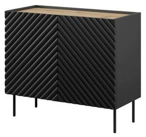 Comoda ONDA, negru/stejar, PAL laminat, 98x45x85 cm