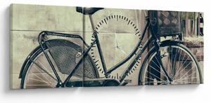 Tablou - Bicicleta de epocă cu flori (cu ceas) (90x30 cm)