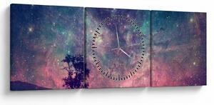 Tablou - Cer de noapte din alta dimensie (cu ceas) (90x30 cm)