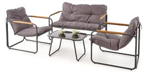 Set gradina HUDSON, gri/negru, stofa clasica/plasa/metal/sticla, cu ma