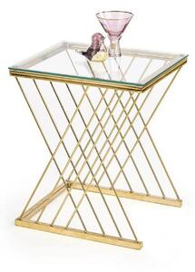 Masuta cafea NANCY, transparent/auriu, sticla/otel, 45x39x52 cm