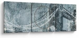 Tablou - Tower Bridge în tonuri reci (cu ceas) (90x30 cm)