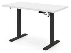 Masa birou B54, alb/negru, PAL laminat/otel, 120x60x75-120 cm