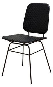 Scaun dining, negru, din rattan, Banyan