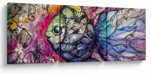 Tablou - Peștișorul colorat (cu ceas) (90x30 cm)