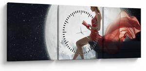 Tablou - Femeia sub clar de lună (cu ceas) (90x30 cm)