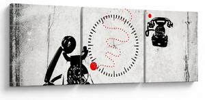 Tablou - Desen de telefon în stilul lui Banksy (cu ceas) (90x30 cm)