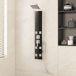 Unitate panou de duș, negru, 18x45,5x130 cm, sticlă