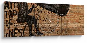 Tablou - Barbat cu biciclete stil Bansky (cu ceas) (90x30 cm)
