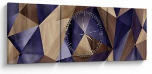 Tablou - 3D triunghiuri de lemn (cu ceas) (90x30 cm)