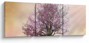 Tablou - Copacul înflorit în deal (cu ceas) (90x30 cm)