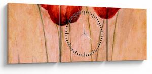 Tablou - Lalele roșii (cu ceas) (90x30 cm)