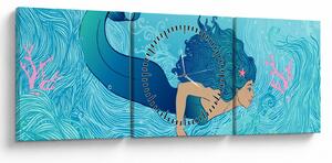 Tablou - Sirena (cu ceas) (90x30 cm)