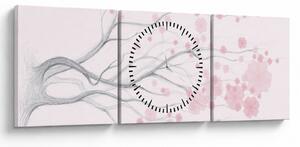 Tablou - Flori roz (cu ceas) (90x30 cm)