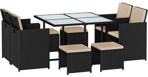 Set mobilier de gradina SONGMICS masa si scaune, 9 buc, negru si bej