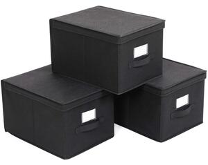 SONGMICS 3 cutii de depozitare pliabile 40 x 30 x 25 cm, negre