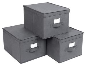 3 cutii de depozitare pliabile cu capace, 40 x 25 x 30 cm, gri | SONGMICS