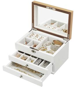 SONGMICS Cutie de bijuterii cu 3 sertare cu căptușeală din catifea