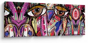 Tablou - Artă stradală - bufniță (cu ceas) (90x30 cm)