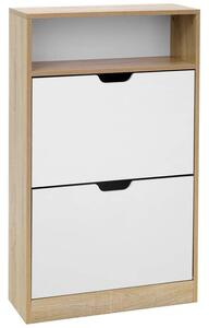 Dulap pantofi cu 2 usi 60 x 102 x 24 cm, alb-natural | VASAGLE