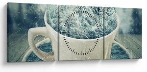Tablou - Lumea de iarnă într-o căniță (cu ceas) (90x30 cm)