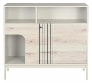 Comoda FROST K3, stejar alpin/alb, PAL/metal, 100x40x90 cm