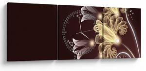 Tablou - Flori strălucitoare (cu ceas) (90x30 cm)