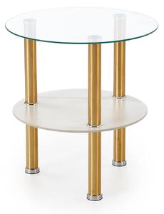 Masuta DUCAT S, transparent/auriu, sticla/otel, 45x49 cm