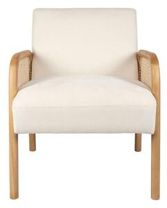 Scaun dining, off white, din lemn de cauciuc si textil, Fermin