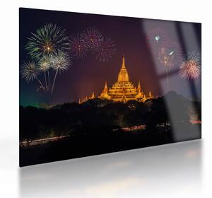Tablou pe sticlă cu artificii în Asia (70x50 cm)