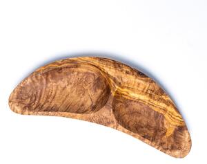 Platou Semiluna 2 compartimente din lemn de măslin