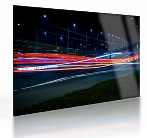 Tablou pe sticlă orașului nocturn (70x50 cm)