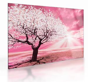 Tablou pe sticlă cu pomul roz (70x50 cm)