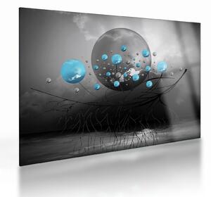 Tablou pe sticlă - bile abstracte albastru deschis (70x50 cm)