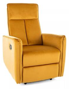 Fotoliu recliner NIKOS, stofa catifelata galben - Bluvel 68, 72x86/159