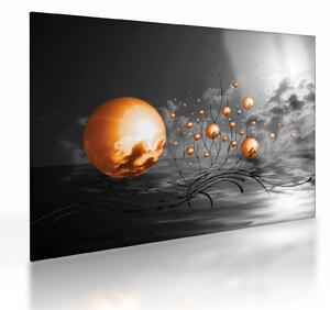 Tablou pe sticlă bilelor portocalii abstarcte (70x50 cm)