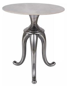 Masuta cafea SNAKE, alb cu efect de marmura/argintiu, ceramica/metal