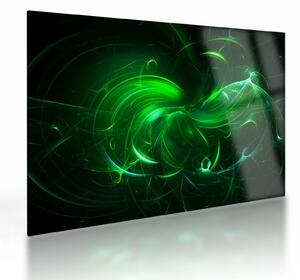 Tablou pe sticlă - abstracție verde (70x50 cm)
