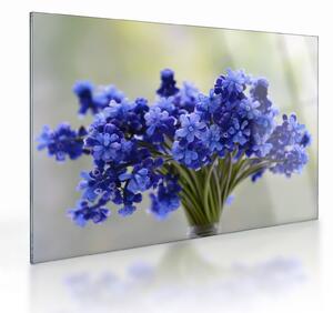 Tablou pe sticlă buchet cu flori albastre (70x50 cm)