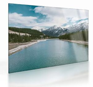 Tablou pe sticlă cu peisaj montan (70x50 cm)