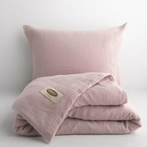 Lenjerie de pat din muselină MATEX roz deschis, 140 x 200 cm, 70 x 90 cm