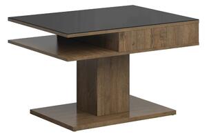 Masuta cafea CAMPO, stejar/negru, PAL/sticla, 80x60x50 cm
