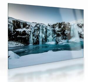 Tablou pe sticlă cu cascade înghețate (70x50 cm)