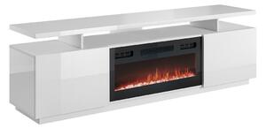 Comodă TV Figura I, Negru, Alb, Alb lucios, MDF, PAL laminat, 56x180x40cm