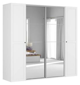 Dressing FLEX, alb, PAL, cu 4 usi si oglinda, 250x66x240 cm