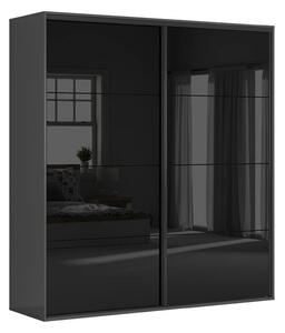 Dressing FLEX, gri grafit/negru lucios, PAL, cu 2 usi, 220x66x240 cm